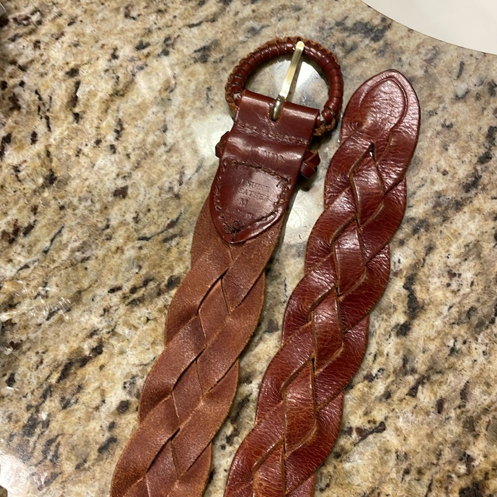Tan Leather Braided Belt Size Medium